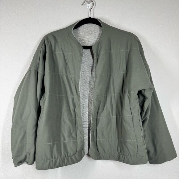 Hackwith Design House Open Front Wool Blend Rainey Jacket Pockets Reversible M/L - Picture 6 of 6